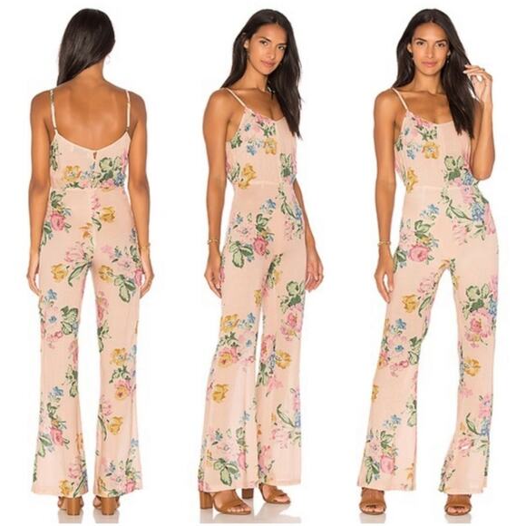 REVOLVE Auguste The Label Blush Delilah Bloom Pintuck Jumpsuit Size 2